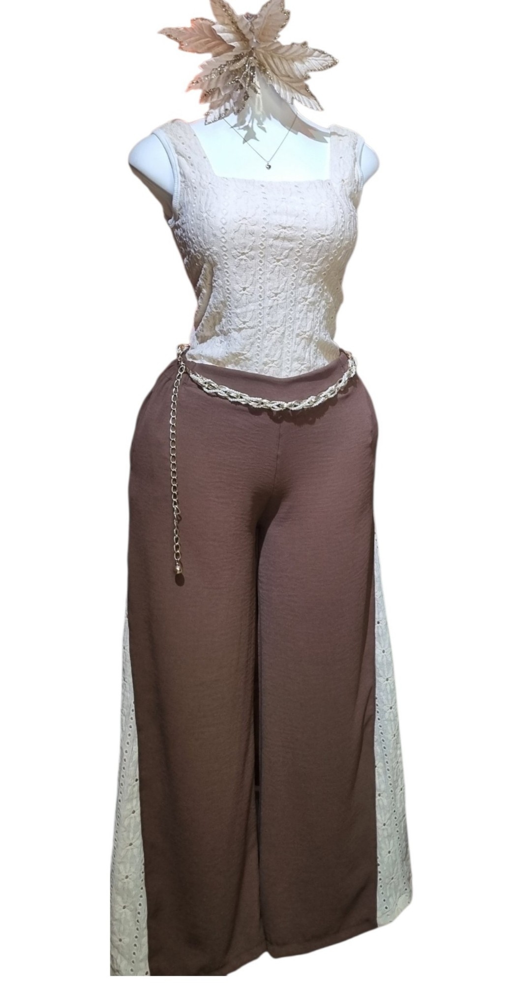 Conjunto Maxipalazzo Convinado + Musculosa Cuello Cuadrado. - Imagen 2