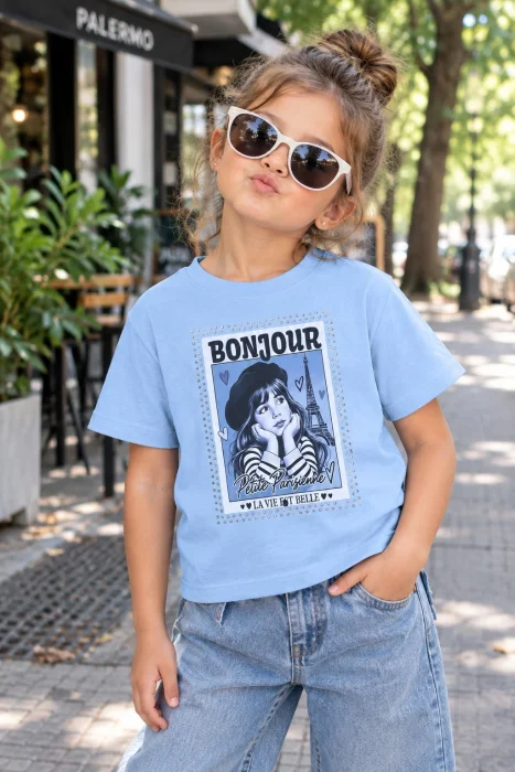 Remera Bonjour con Strass