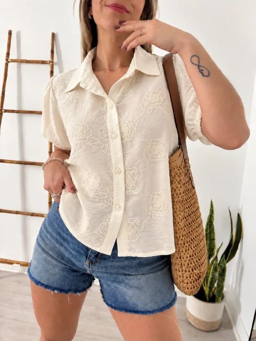 Camisa de Lino Bordada