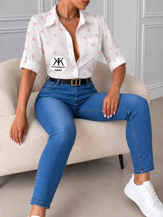 Camisa 3/4 Lunares