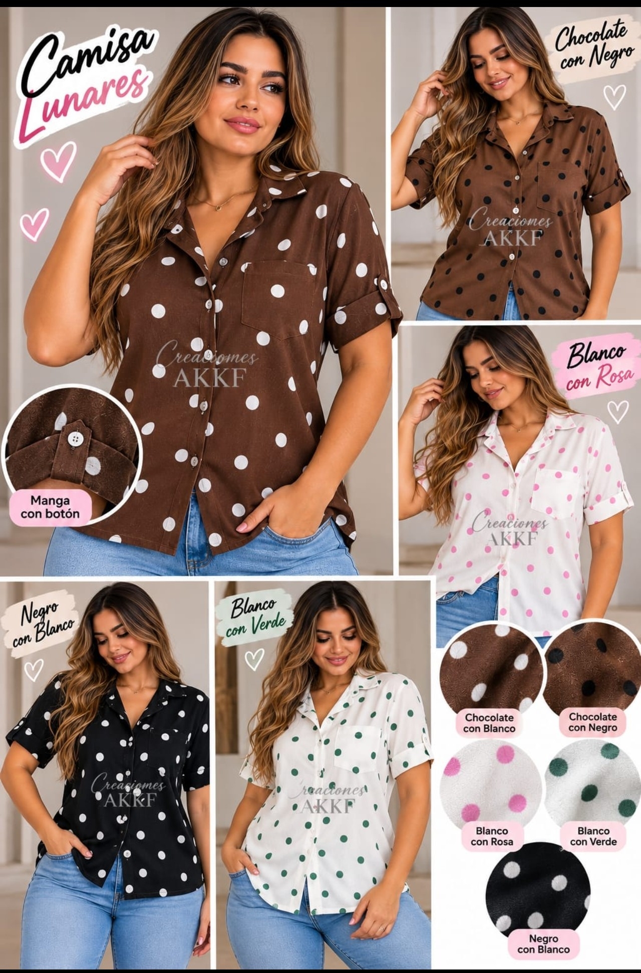 Camisa 3/4 Lunares - Imagen 3