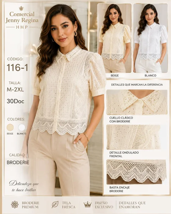 Camisa de Broderie Talle Común