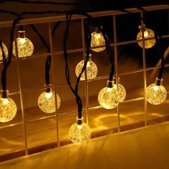 Luz X 30 Bolitas Solar 2 Cm Cálida