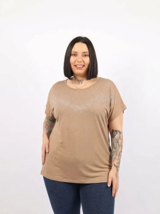 Remera Cuello Redondo con Stras