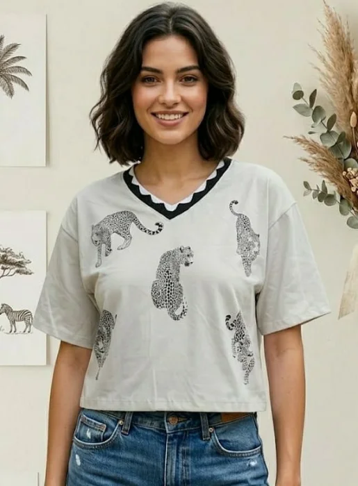 Remera Algodon Cuello Rib