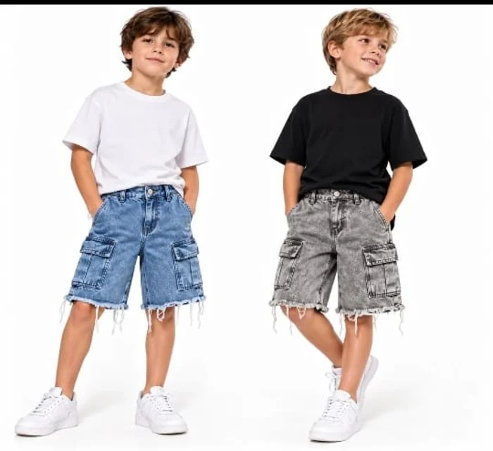Bermudas Cargo Jeans con Flecos