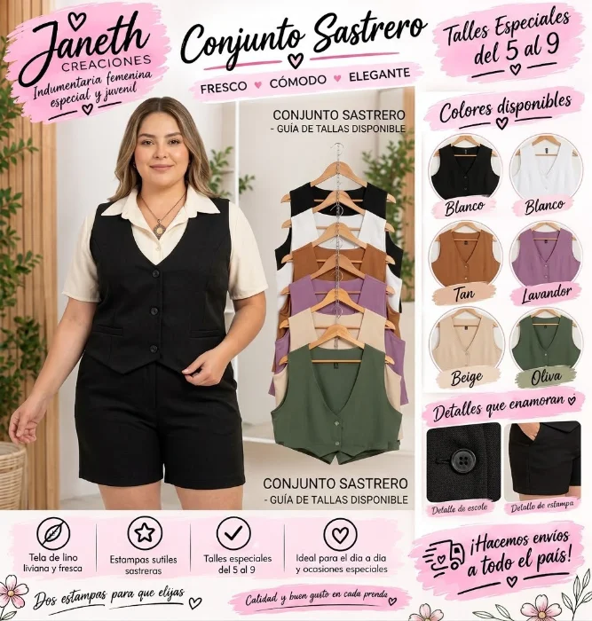 Conjunto de Chaleco y Short Sastrero