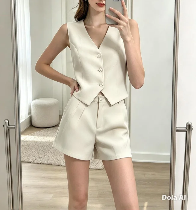 Conjunto Sastrero Chaleco+ Short Elástico en Espalda
