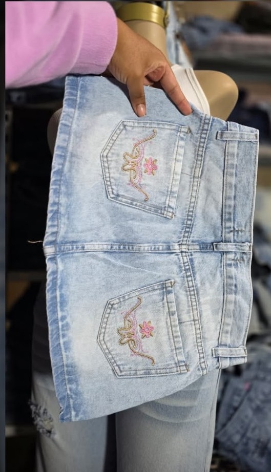 Pollera de Jeans Bordada - Imagen 2