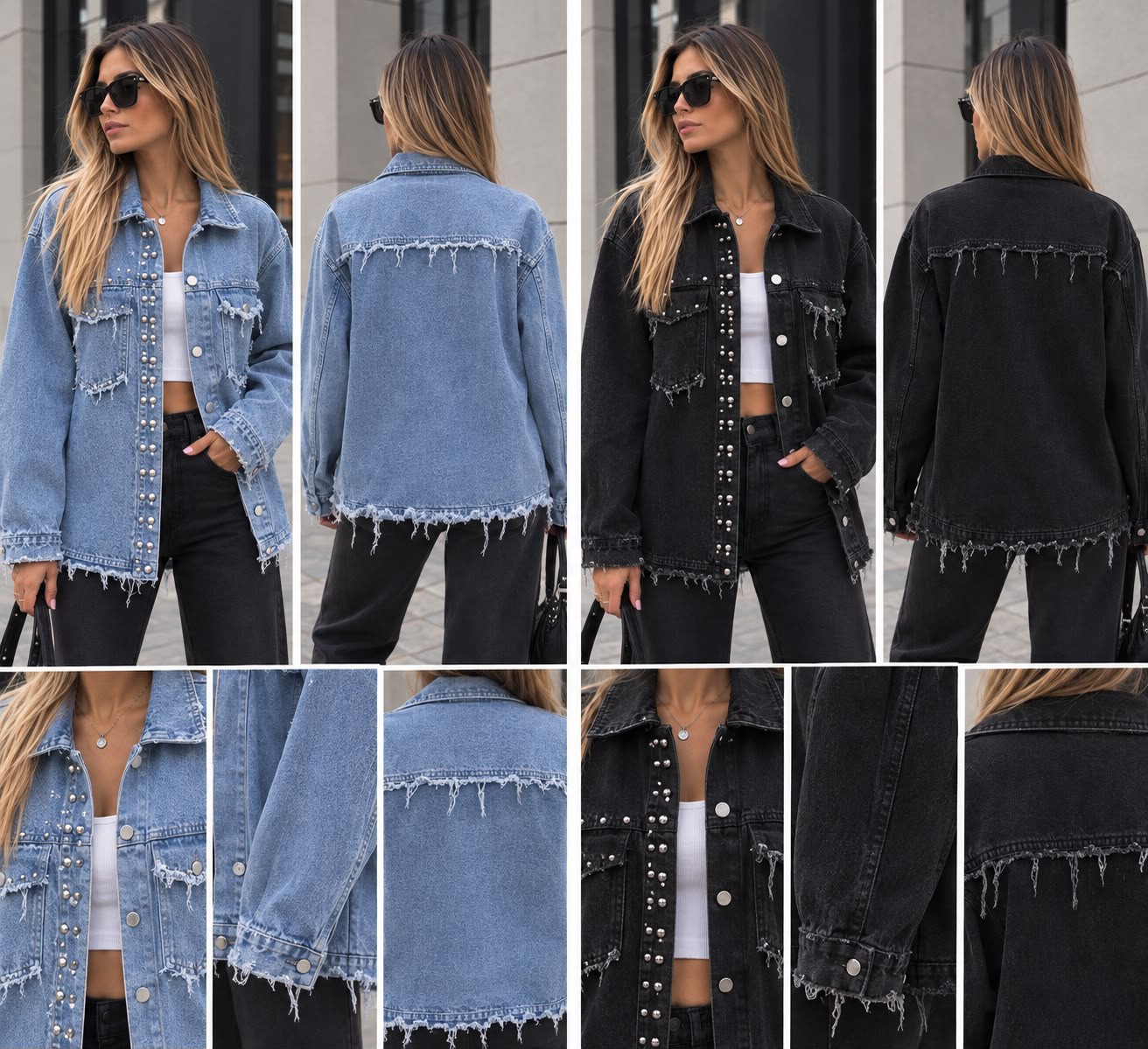 Camisaco de Jeans Deflecado con Tachas - Imagen 2
