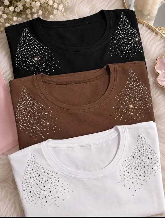 Remera de Algodón con Strass