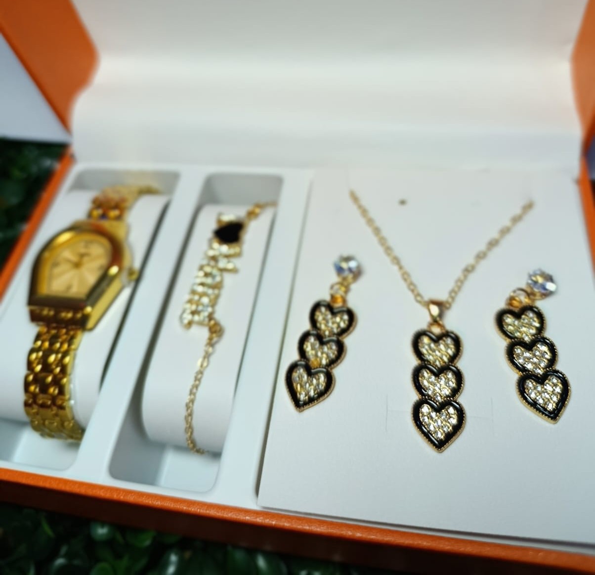 Set Reloj Dama Pulsera Cadena Aritos - Imagen 2