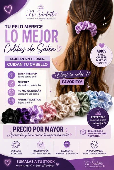 Scrunchie en Saten Anti Quiebre