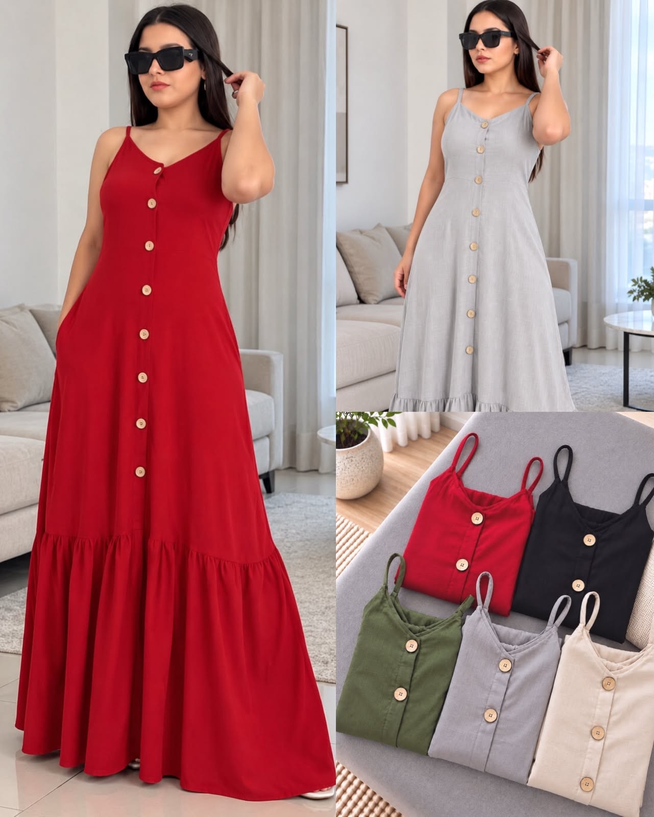Maxi Vestido Lino Spandex - Imagen 3