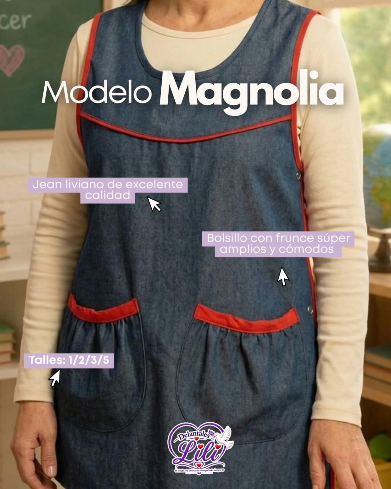 Delantal Maestra en Jeans - Imagen 3