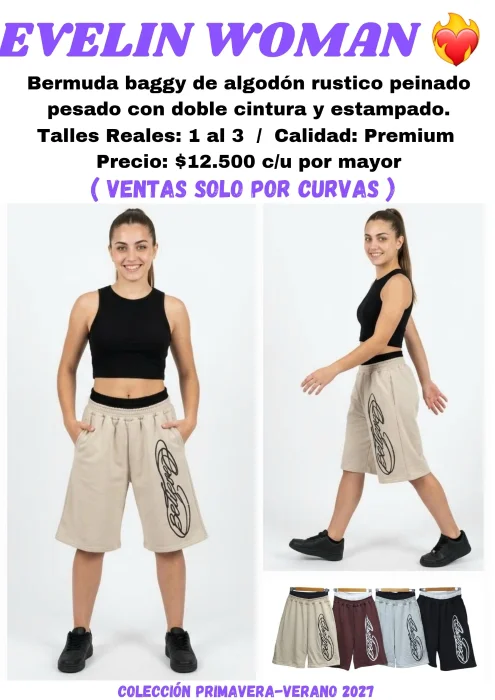 Bermuda Baggy con Doble Cintura Bilieve