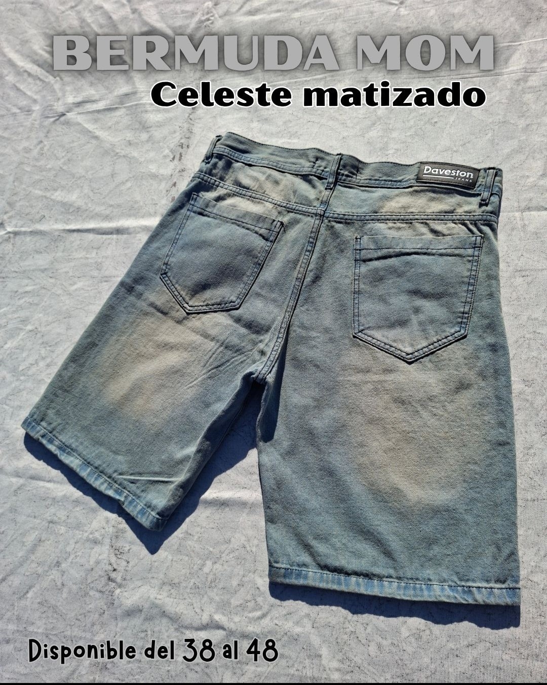 Bermuda Mom Celeste Matizado - Imagen 2