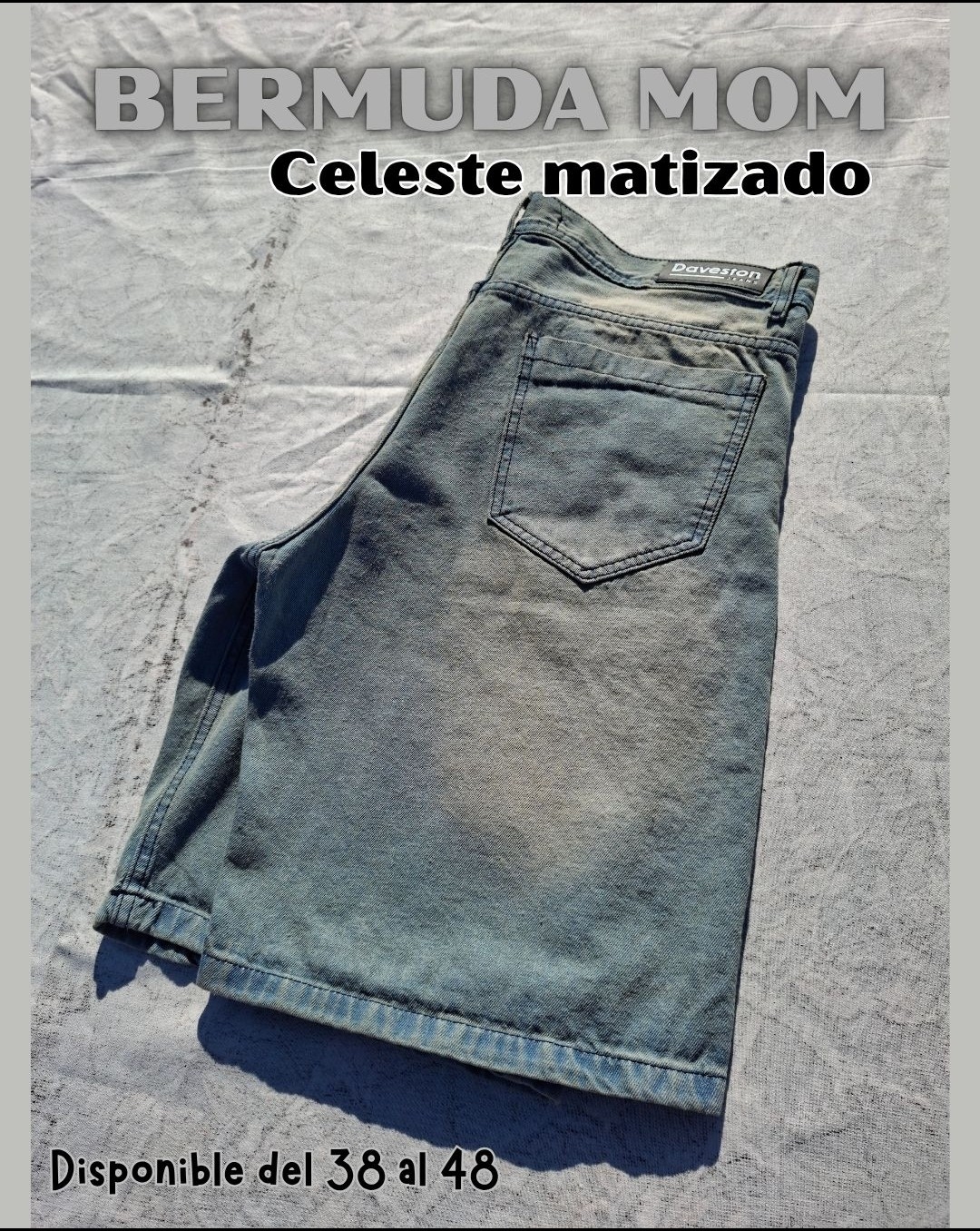 Bermuda Mom Celeste Matizado - Imagen 3