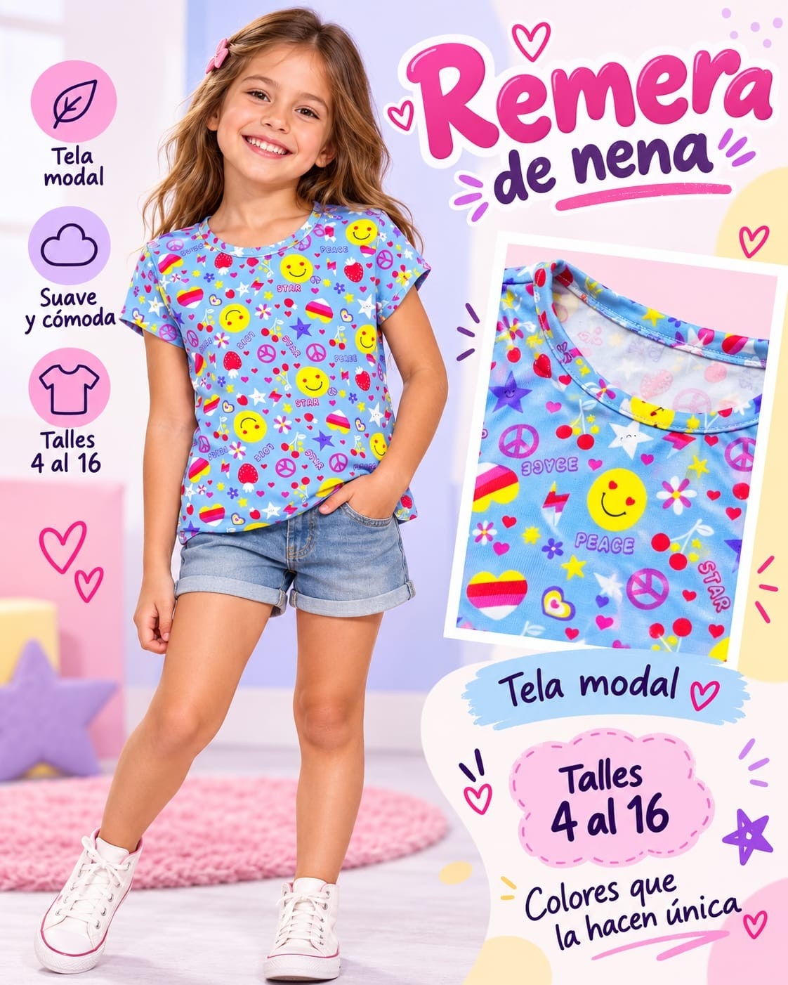 Remeras Modal Soft Niña - Imagen 3