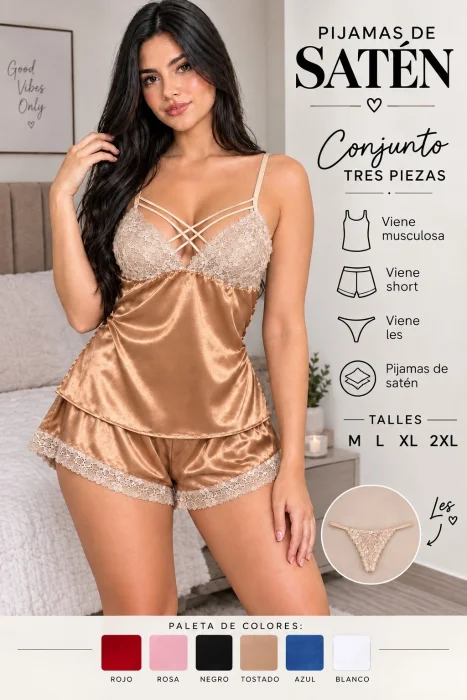 Pijama Satén Viene con Less