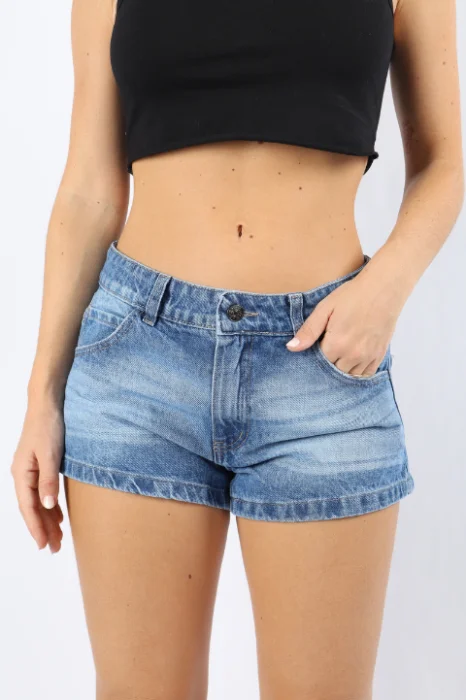 (art F-077) Short Tiro Medio Azul Nevado