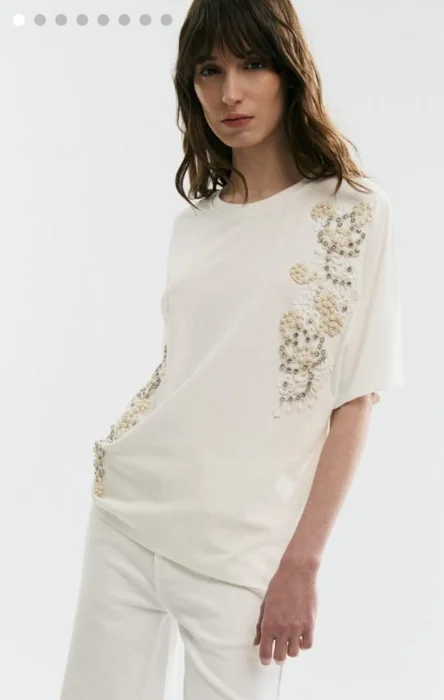 Remera de Algodón con Bordados