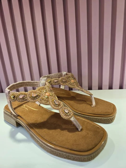 Sandalias Tipo Ojotas Art.15 Rosa con Brillo