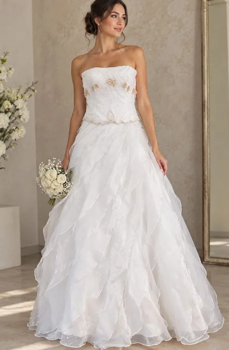 Vestido de Novia con Perlas Canutillos y Lentejuelas