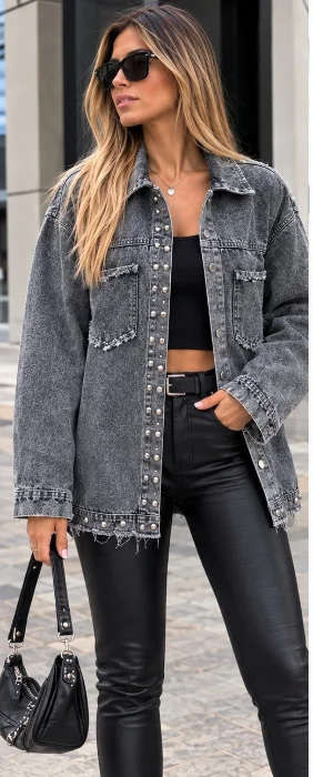 Camisaco de Jeans con Tacha Deflecado