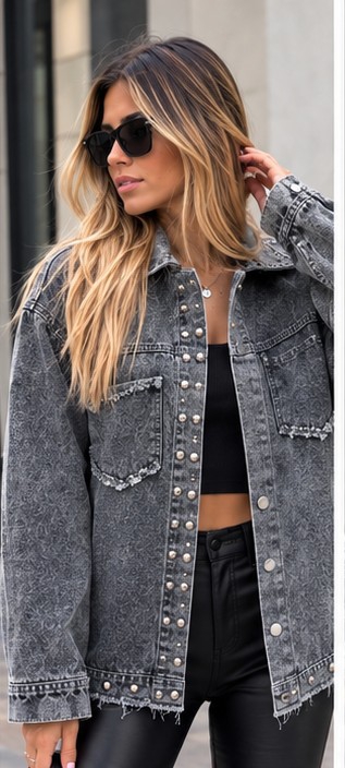 Camisaco de Jeans con Tacha Deflecado - Imagen 3