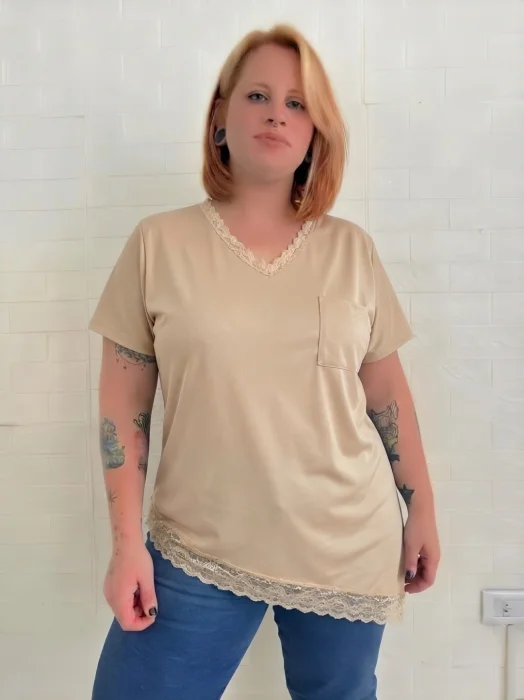 Microfibra con Encaje - Remera