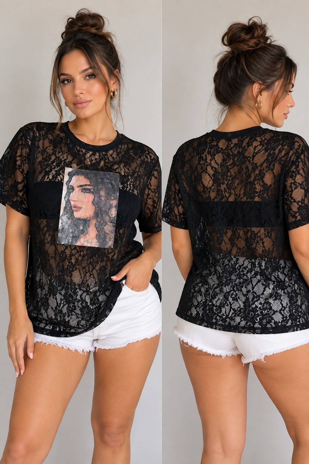 Remerones de Encaje Estampado - Imagen 2