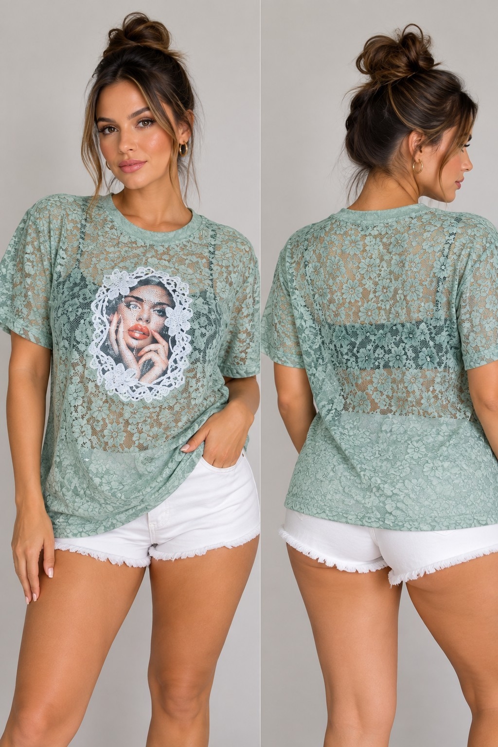 Remerones de Encaje Estampado - Imagen 3
