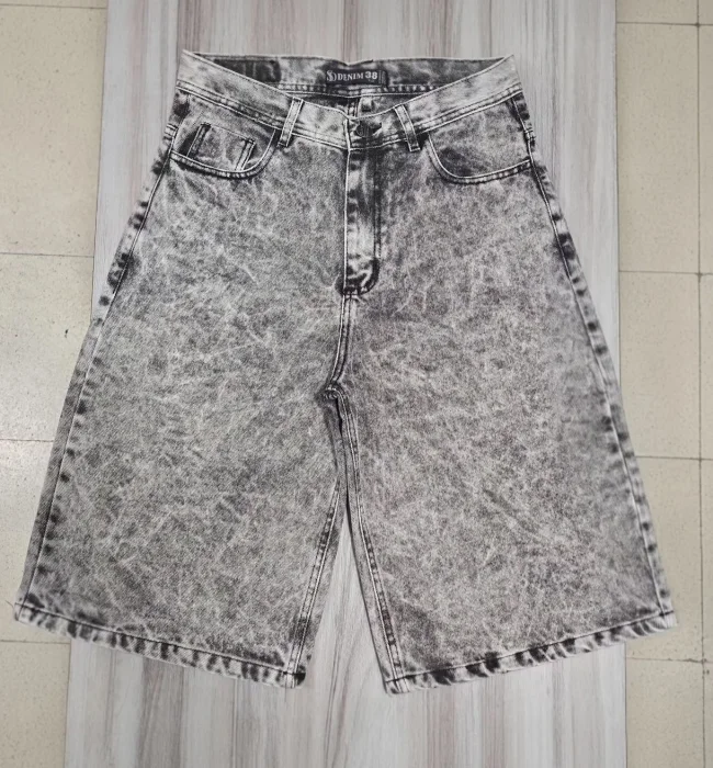 Bermuda Máxi Baggy Gris Nevado Blanco