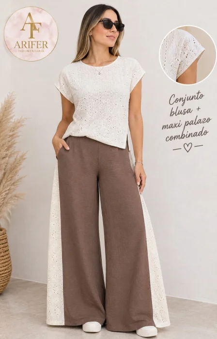 Conjunto Maxipalazzo Comvinado + Blusa