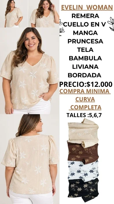 Remera Plus Size  Mangas Princesas
