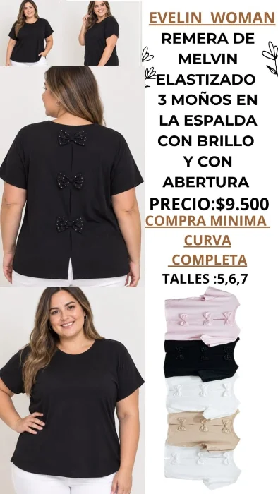 Remera Plus Size con 3 Moños
