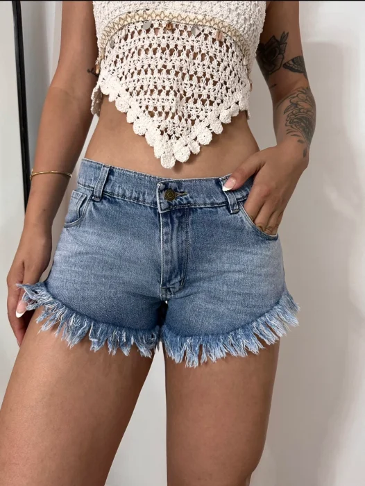 Short Tiro bajo Azul Nevado