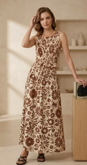Conjunto  Floral de Dos Piezas