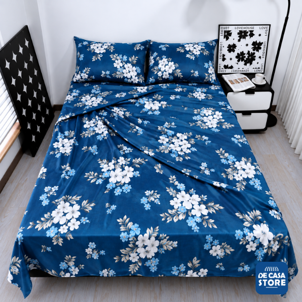 Set X2 Juego de Sábanas Azul Goldsun Full 5000 Hilos América | Liso + Estampado - 1.png