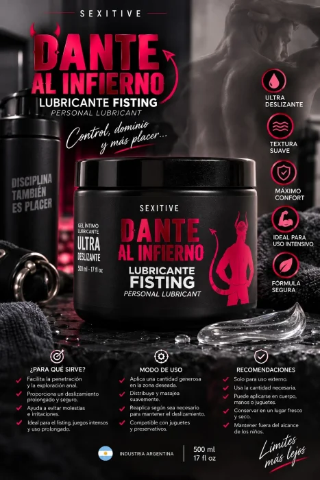 Dante al Infierno  Fisting  Gel Intimo Lubricante Ultradeslizante  500ml