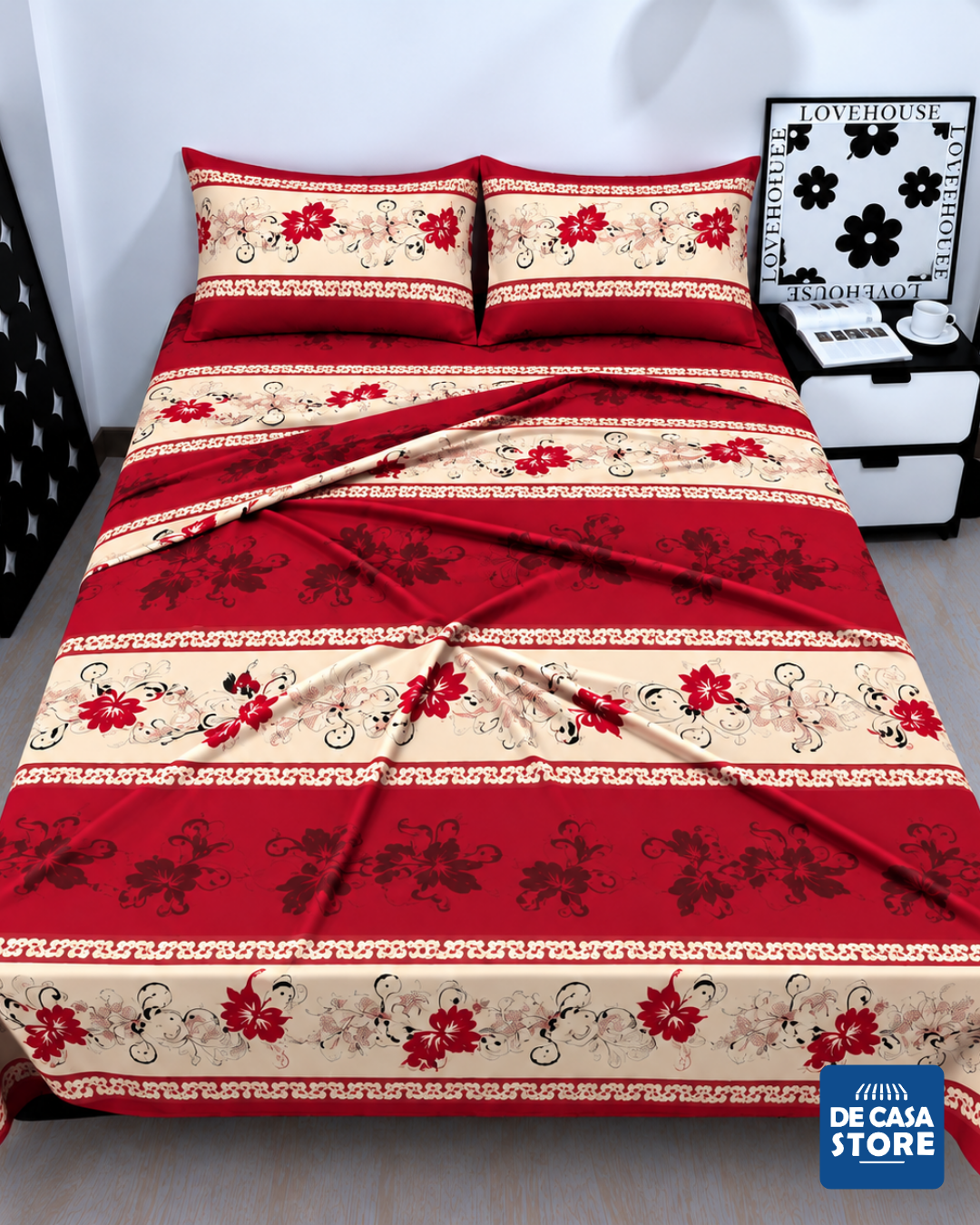 Set X2 Juegos de Sábanas Full Beige Goldsun América 5000 Hilos | Liso + Estampado - 1.png
