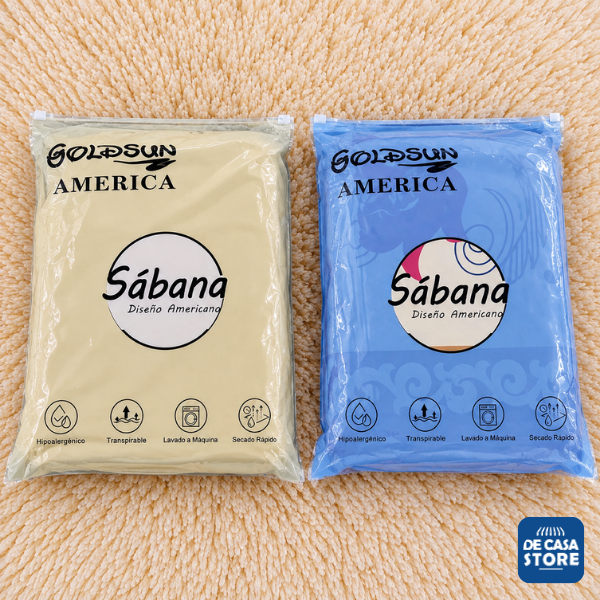 Set X2 Juegos de Sábanas Full Beige Goldsun América 5000 Hilos | Liso + Estampado - 6.png