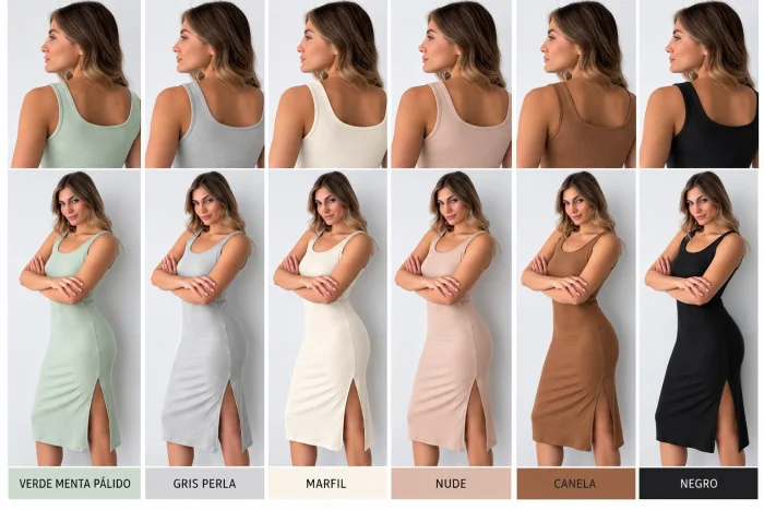 Vestido Midi Cuello Cuadrado