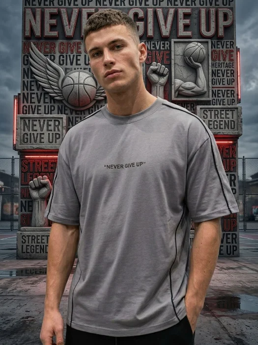 Remeras Oversize Never Give Up