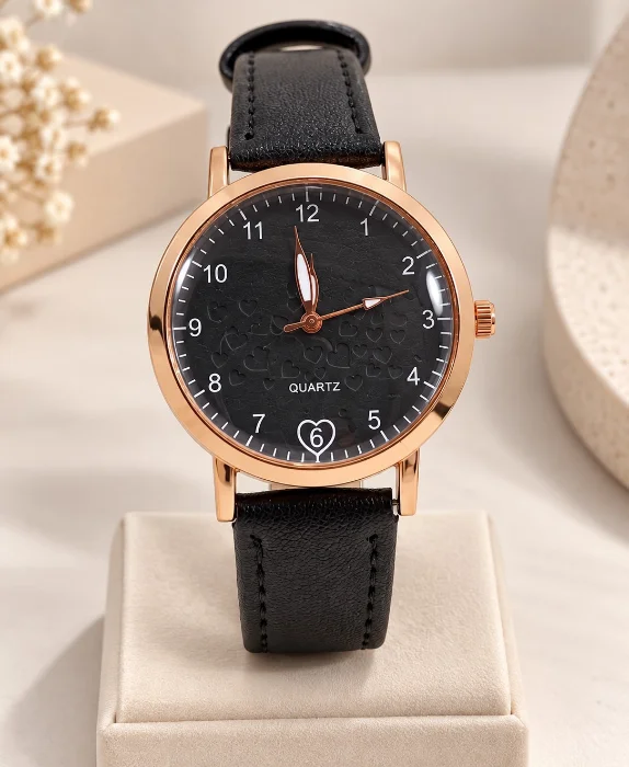 Reloj de Dama Redondo con Bordes Dorados