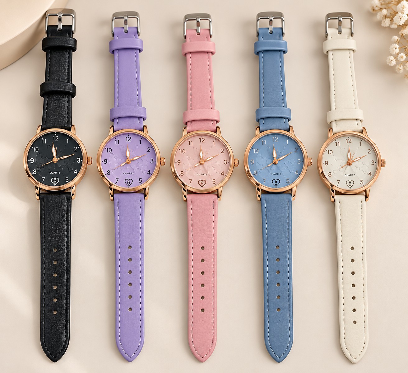 Reloj de Dama Redondo con Bordes Dorados - Imagen 3