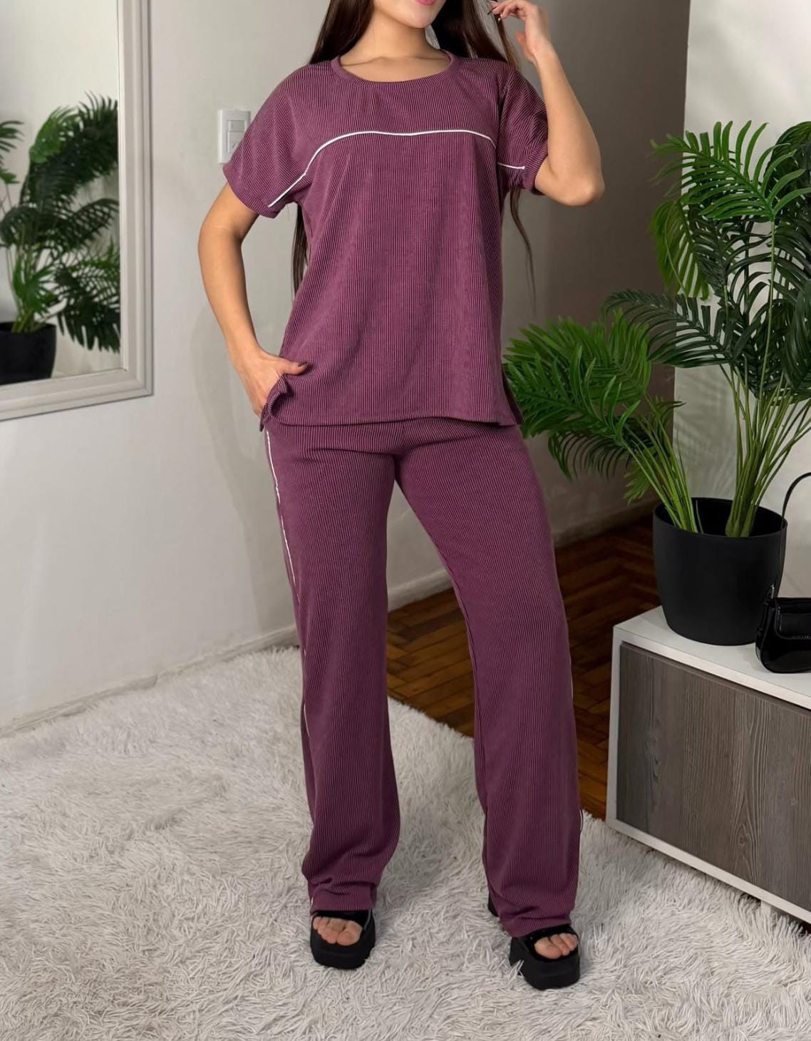 Conjunto Morley Diesel Mujer Verano Talle Especial Pantalón Palazzo Remera Remeron - Imagen 1
