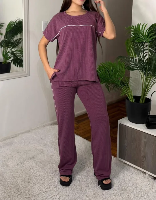 Conjunto Morley Diesel Mujer Verano Talle Especial Pantalón Palazzo Remera Remeron