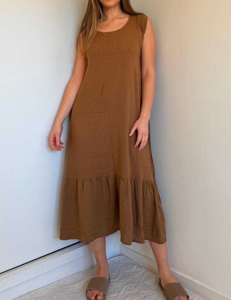 Vestido Lino Spandex Mujer Verano Pollera Músculosa - Imagen 2